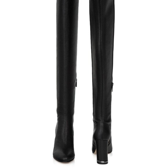 Michael Kors Womens Sabrina Boots Above-The-Knee Length Leather Black Size 5.5M - Picture 3 of 5